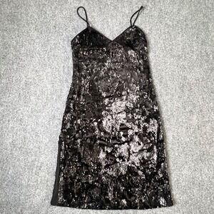 LPA Revolve Black‎ Sequin Spaghetti Strap V-Neck Mini Dress Medium LBD Night Out